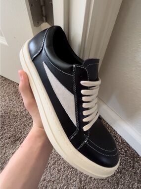 black leather rick owen vans